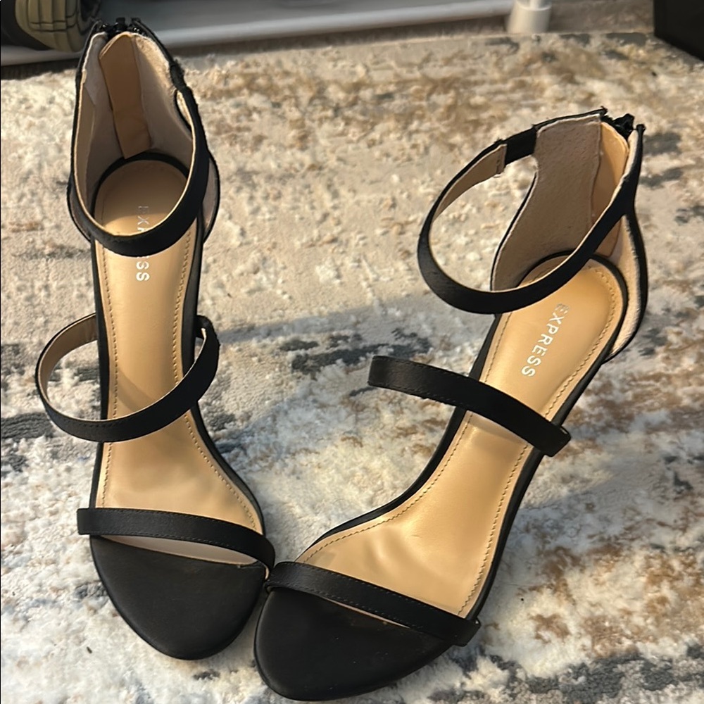 Express Black Strappy Heels for Women